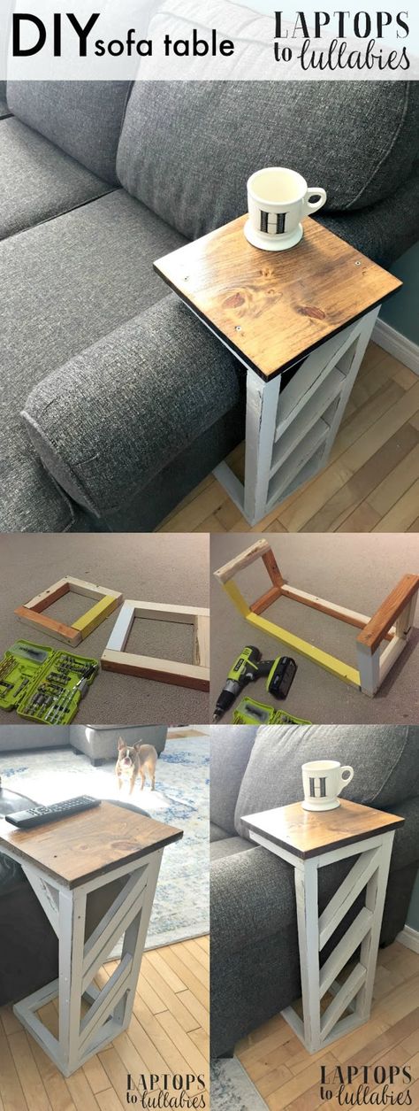 Easy DIY sofa tables for our living room! {Heather's Handmade Life}   #woodworking #homedecor #DIY #DIYfurniture #beginnerwoodworking Crate Ideas, Milk Crate, Diy Sofa Table, Diy Sofa, Diy Coffee Table, Wood Furniture Diy, Interior Design Magazine, Diy Coffee, Storage Diy