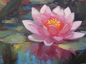 Water Lily Drawing, Pond Drawing, Pink Water Lily, Lotus Flower Painting, Lilies Drawing, Water Lilies Painting, Lotus Flower Art, Lotus Painting, Reflection Painting