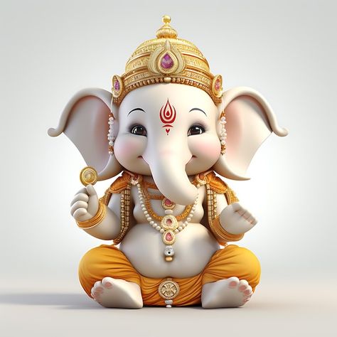 Adorable 3D Ganesha A Cute Illustration Lord Ganesha White Background God Ganesha 3d illustration Ganesh 3d Images, Ganesha 3d Wallpaper, 3d Ganesha, Ganesh Standing Images, Ganesha With Mouse, Golden Ganesh Png, Maa Image, Ganesh Wallpaper, Poster Maker