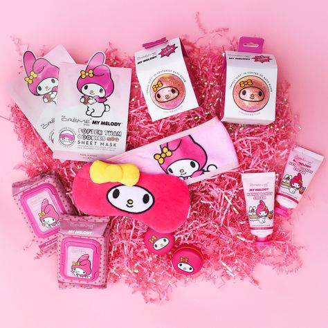 Super sweet must-have #beauty essentials! #MyMelody #TheCremeShop Pastel Hello Kitty, Sponges Makeup, Mask Sheets, Best Korean Skincare, Almond Pound Cakes, The Creme Shop, Creme Shop, Wash Face, Hello Kitty Collection