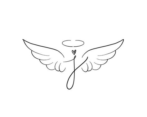 Loved By An Angel Tattoo, Angle Wing Tattoos, Small Angel Tattoo, Angel Tattoo For Women, Baby Memorial Tattoos, Alas Tattoo, J Tattoo, Remembrance Tattoos, Mommy Tattoos