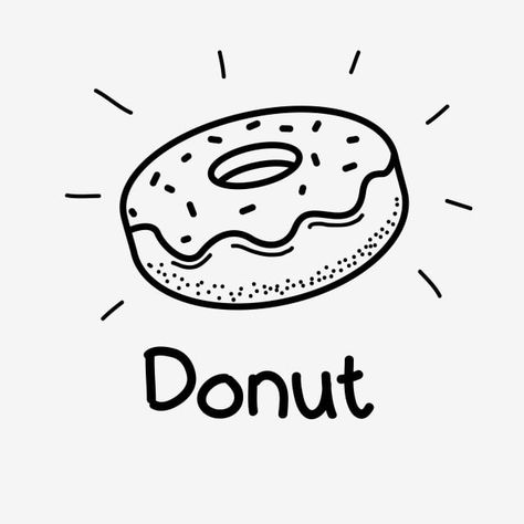 Donut Tattoo Minimalist, Cake Doodle Drawing, Donut Drawing Easy, Doughnut Tattoo, Donut Sketch, Doughnut Drawing, Dessert Doodles, Chocolate Sketch, Donuts Drawing