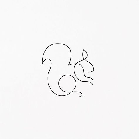 One Line Animals, Squirrel Tattoo, Graphisches Design, Single Line Drawing, Continuous Line Drawing, A Squirrel, Wire Sculpture, Minimal Tattoo, Mini Tattoos