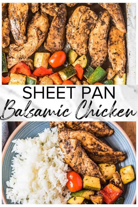 Sheet Pan Balsamic Chicken, Grilled Balsamic Chicken, Balsamic Chicken Recipe, Pan Chicken Breast, Chicken Sheet Pan Dinner, Chicken Lombardy Recipes, Balsamic Chicken Recipes, Chicken Sheet Pan, Sheet Pan Dinners Chicken