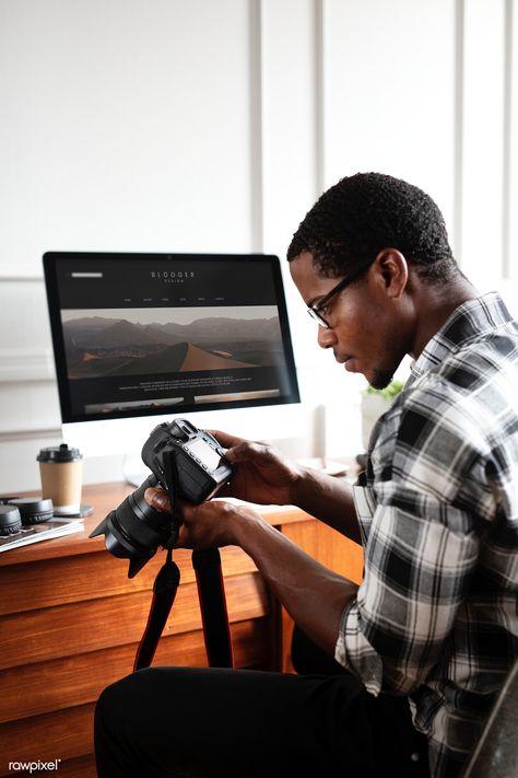 Black photographer working on his desk | premium image by rawpixel.com / Felix Home Office Black, Image Ideas, Model Release, Black Business, Production Company, Modern Life, Work From Home Jobs, Mockup Design, How To Take Photos