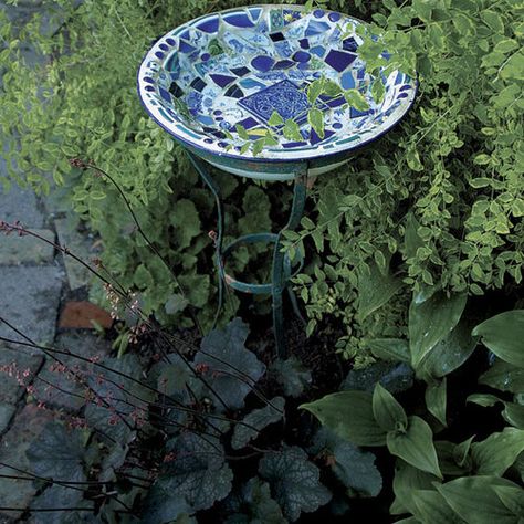 Mosaic Birdbath, Unique Garden Art, Mosaic Stepping Stones, Mosaic Garden Art, Mosaic Birds, Fine Gardening, Mosaic Garden, Broken China, Unique Gardens