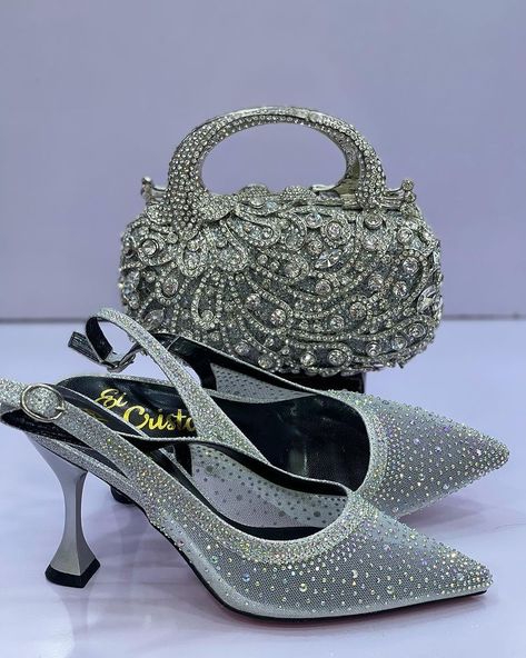 Silver Bridal Shoes, Sparkly Wedding Shoes, Rhinestone Purse, Matching Shoes, Sparkly Wedding, Embellished Shoes, Wedding Shoes Heels, Bridal Bangles, Aesthetic Shoes