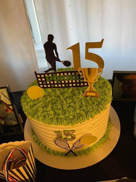 Tenis team cake for 15 birthday boy Cake For 15th Birthday Boy, Birthday Cake For 15 Year Boy, Cake Ideas For 11 Year Boy, Birthday Cake Designs For Boys 13, Tenis Cake Birthdays, Multi Sports Birthday Cake, 15th Birthday, Boy Birthday Cake, Boy Birthday