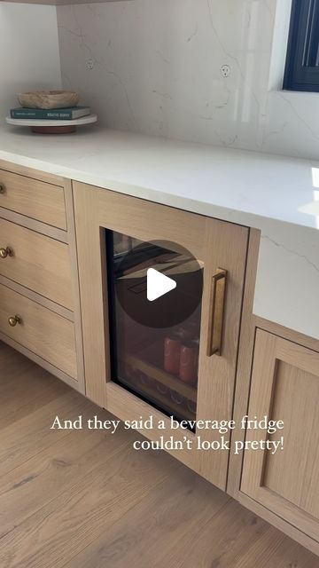 Kelly Griffiths on Instagram: "Save for later: an under counter beverage fridge can look pretty. Simply blend the fridge into your kitchen design with a glass paneled front.

#kitchen #kitchendesign #kitcheninspiration #kitchenappliances #winefridge #fridge @subzeroandwolf #whiteoak #cabinets #insetcabinets #homeinspo #designbuild #mydomaine #kitcheninspiration #interiordesignideas #interiordesigners @armacmartin" Integrated Under Counter Fridge, Ikea Fridge Cabinet Hack, Paneled Wine Fridge, Whiteoak Cabinets, Fridge Wall In Kitchen, Kitchen Design Fridge, Drink Fridge In Kitchen, Beverage Fridge Cabinet, Cabinets Around Fridge