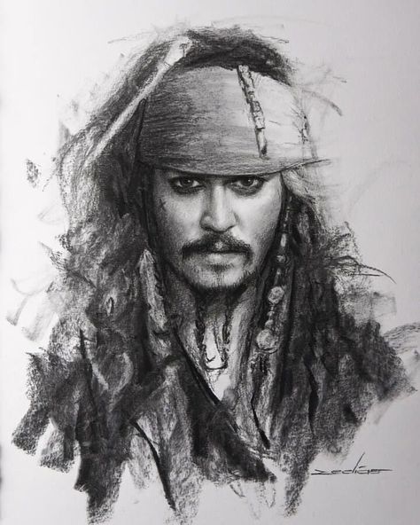 celebrity charcoal portrait Jack Sparrow Drawing, Portraits Of Celebrities, Anime Face Drawing, Celebrity Portraits Drawing, Portrait Drawings, Scribble Art, Charcoal Portraits, Charcoal Sketch, Charcoal Art