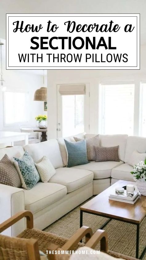 Elevate your sectional sofa with these stunning throw pillow styling ideas! Discover creative couch pillow arrangements to enhance your living space. Styling A Sectional With Pillows, Sectional Pillow Styling, L Sectional Pillow Arrangement, How To Arrange Pillows On Sectional, Sectional Couch Pillows, Throw Pillows Sectional, Sectional Pillow Arrangement, Sectional Sofa Pillow, Pillows On A Sectional