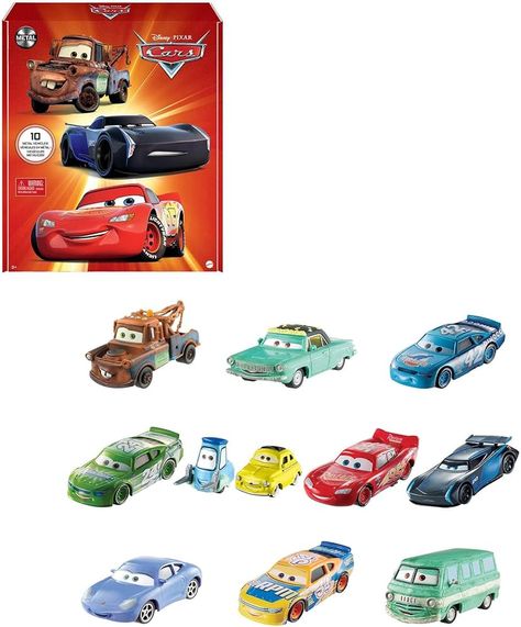 Amazon.com: Mattel Disney and Pixar Cars Set of 10 Die-Cast Mini Racers Vehicles, Collectible Set of 1:55 Scale Toy Cars Inspired by Movies : Toys & Games Cal Weathers, Cars Disney Pixar, Flash Mcqueen, Jackson Storm, Toys By Age, Cars Characters, Disney And Pixar, Toy Cars For Kids, Play Vehicles