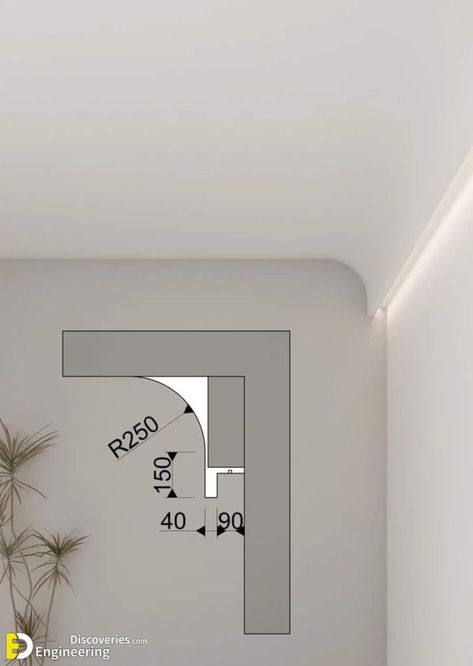 How To Install LED Ceiling Profile And Treating Corners In Ceilings Beam Ceiling, Ceiling Details, Ceiling Plan, Kindergarten Design, Home Lighting Design, Plaster Ceiling, Hall Interior Design, Ceiling Design Modern, Ceiling Detail