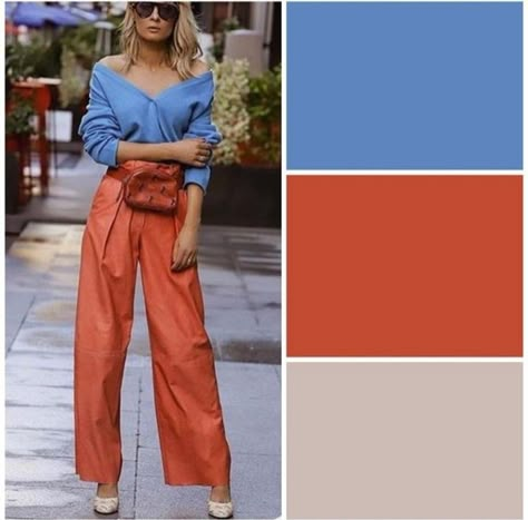 2 Colour Combinations Dress, Orange Complimentary Colors Outfit, Color Blocking Outfits Casual, Orange Outfit Combination, Color Matching Clothes Women, Nice Dinner Outfits, Outfits Over 40, Linen Dress Pattern, Colour Blocking Fashion