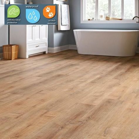 Lifeproof Fresh Oak 8.7 in. W x 47.6 in. L Luxury Vinyl Plank Flooring (20.06 sq. ft. / case)-I96711L - The Home Depot Lifeproof Fresh Oak, Lifeproof Vinyl Flooring, Vinyl Stair Nosing, Vinyl Flooring Installation, Vinyl Stairs, Neutral Flooring, Resilient Flooring, Flooring Projects, Luxury Vinyl Plank Flooring