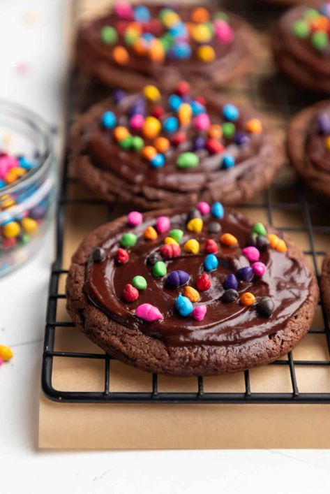 Cosmic Brownie Cookies Homemade Pizookie, Chocolate Dirt Cake, Whipped Buttercream Frosting, Chocolate Dirt, Andes Mint Cookies, Soft Chocolate Cookie, Bake Sale Packaging, Cosmic Brownies, Dessert Waffles