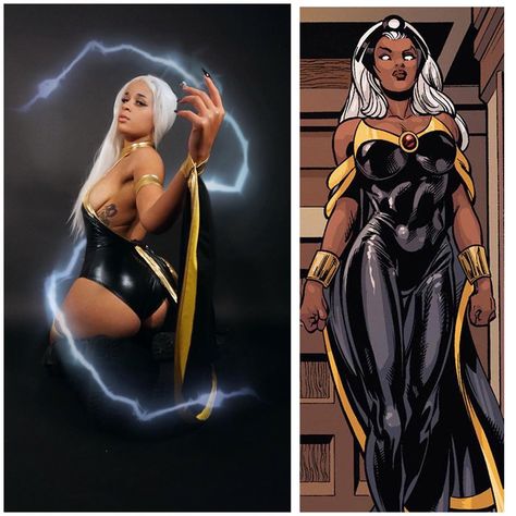 Varsenex as storm from xmen cosplay costume comic book Storm From Xmen, Ms Bellum, Storm Cosplay, Storm Xmen, Xmen Cosplay, Black Cosplayers, Fun Halloween Party Games, Halloween Party Games, Cute Cosplay