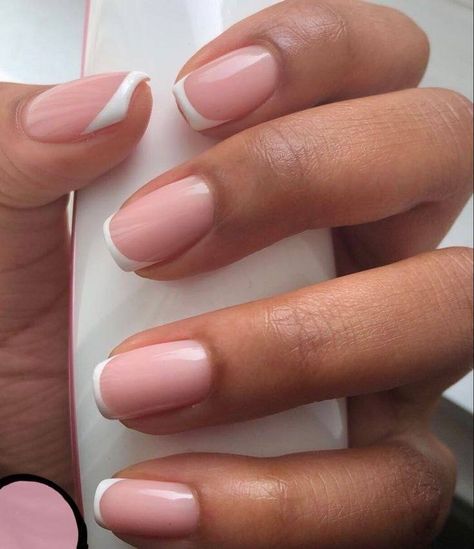 French Acrylic Short Nails, Russian Style Manicure, French Russian Manicure, Russian French Manicure, Russian Manicure French Tip, Short Russian Manicure, Squoval Nails French Tip, Russian French Nails, Russian Manicure Gel