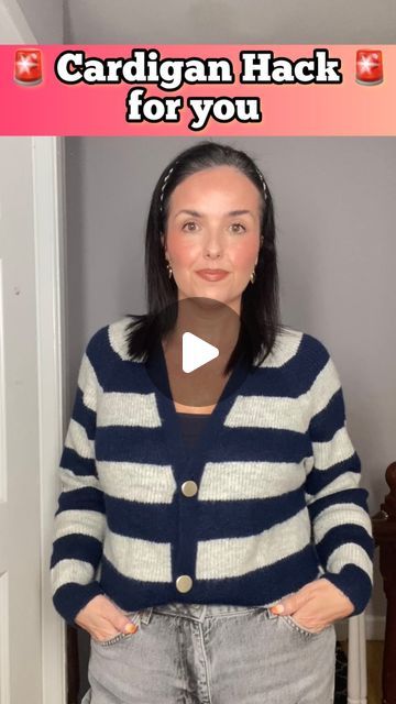 Céline | Beauty reviews, Makeup tips, Midsize Fashion on Instagram: "Clever cardigan hack to give a little shape and a better look using a hair tie you’ll already have at home 😉  Let me know if you try it ☺️  #cardiganhack #cardigantrick #clothinghacks #stylisttricks | cardigan hack | cardigan trick | clothing tricks and hacks | stylist tips | hair tie hack |" Cardigan Hacks Ideas, Cardigan Trick, Cardigan Hacks, Tie Hack, Clothing Tricks, Trendy Date Night Outfit, Stylist Tips, Tips Hair, Midsize Fashion