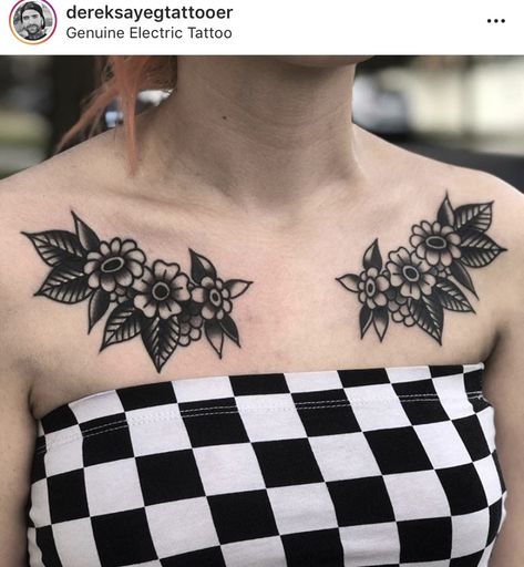 Neo Traditional Chest Tattoo, Shelf Tattoo, Traditional Chest Tattoo, Traditional Heart Tattoos, Shoulder Cap Tattoo, Clavicle Tattoo, Optical Illusion Tattoos, Illusion Tattoos, Electric Tattoo