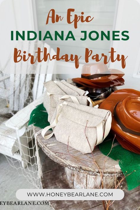 My son just turned seven, and he requested an Indiana Jones birthday party.  He dressed up as Indy for Halloween, after watching the movies and becoming obsessed with treasure hunting.  It’s actually adorable.  It’s been quite awhile since I’ve thrown a big themed birthday bash, so it was super fun to throw my creativity into it and see what we came up with! Indian Jones Birthday Party, Indiana Jones Treasure Hunt, Indiana Jones Party Invitations, Explorer Party Theme, Indiana Jones Birthday Party Games, Indiana Jones Scavenger Hunt, Treasure Hunt Birthday Party Ideas, Indiana Jones Birthday Party Ideas, Indiana Jones Party Games