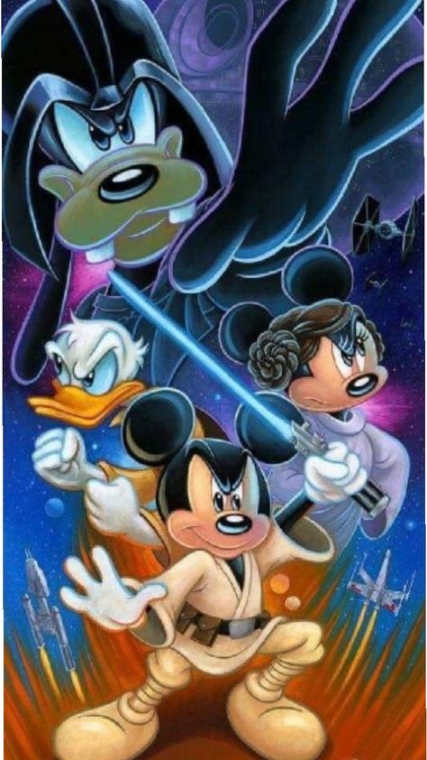 Pictures Of Mickey Mouse, Tim Rogerson, Star Wars Mickey, Mickey Mouse Pictures, Disney Cartoon Characters, Mickey Mouse Art, Looney Tunes Characters, Disney Crossovers, Star Wars Disney