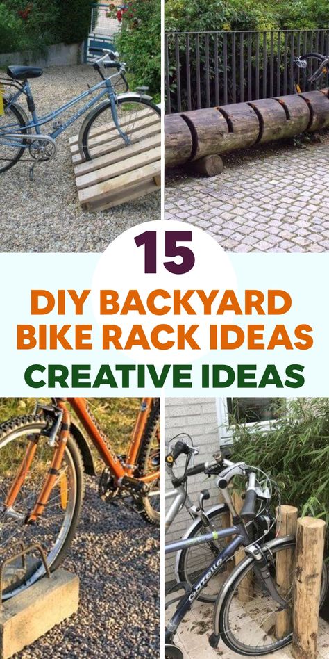 Discover innovative DIY bike rack ideas to elevate your backyard organization and style. Transform your outdoor space with efficient solutions that ensure both tidiness and security for your bicycles. Whether you opt for vertical racks optimizing space or repurposed pallet stands exuding creativity, these ideas promise practicality and charm. Embrace a hands-on approach, infuse personality into your backyard, and relish the convenience of hassle-free bike storage with these inventive solutions. Bike Rack Ideas, Pallet Bike Racks, Standing Bike Rack, Diy Cat Scratcher, Backyard Aesthetic, Diy Bike Rack, Outdoor Bike Storage, Fall Landscaping, Mailbox Landscaping