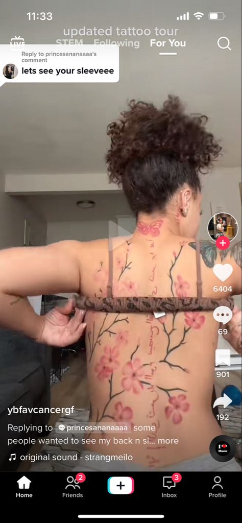 japanese blossom back tat Japanese Flower Back Tattoo, Cherry Blossom Tattoo Black Women, Japanese Cherry Blossom Back Tattoo, Cherrybloom Tattoo, Japanese Cherry Blossom Tattoo Back, Blossom Tree Back Tattoo, Cherry Blossom Tattoo Back, Cherry Blossom Spine Tattoo, Cherry Blossom Tattoo On Back