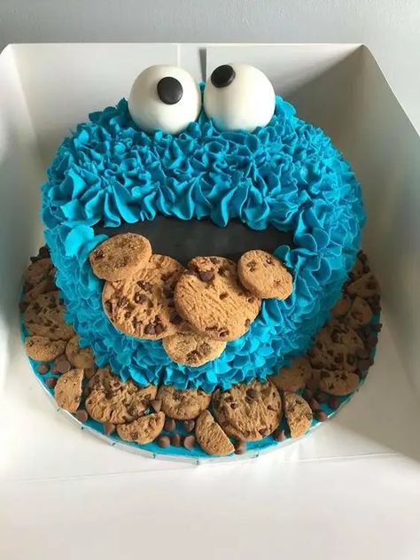 Tårta Design, Cookie Monster Cake, Resipi Kek, Cookie Monster Birthday, Mini Torte, 귀여운 음식 그림, Monster Cake, Funny Birthday Cakes, Creative Birthday Cakes