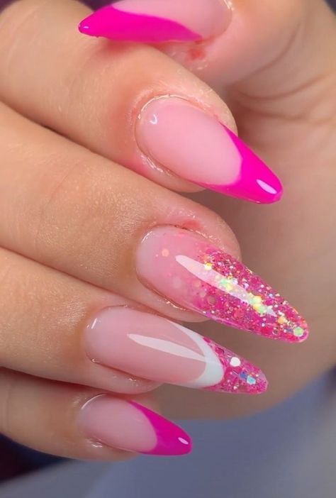 Beach Themed Nails, Barbie Pink Nails, Pink Nail Designs, Beach Nails, Minimalist Nails, Long Acrylic Nails, Cute Acrylic Nails, Acrylic Nail Designs, Nail Designer