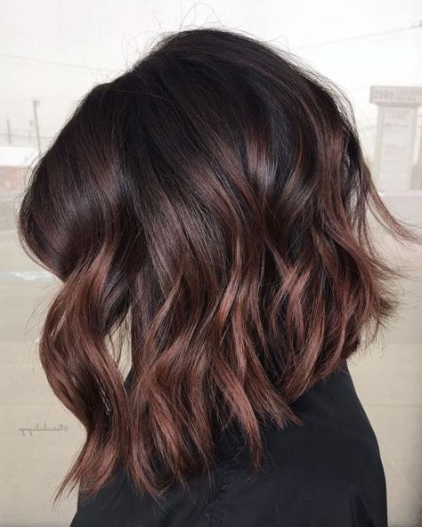 Brunette Balayage Lob Black Lob, Chocolate Brunette, Balayage Lob, Balayage Hair Color Ideas, Brunette Ombre, Balayage Hair Color, Cherry Chocolate, Brunette Balayage, Brunette Balayage Hair