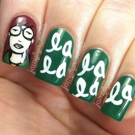 Daria Nails, Cute Cartoon Nails, Flirty Nails, Mani Inspiration, Coffin Acrylic Nails, Sns Nails Colors, Cartoon Nails, Modern Nail Art, Thanksgiving Nail Art