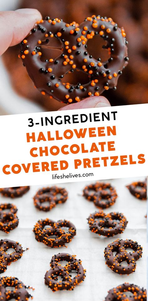 halloween chocolate covered pretzels pin 503x1024 - 3-Ingredient Halloween Chocolate Covered Pretzels Halloween Party Pretzels, Halloween Covered Pretzels, Halloween Desserts Pretzels, Halloween Dipped Pretzels, Halloween Pretzel Ideas, Halloween Chocolate Pretzels, Unique Halloween Treats To Hand Out, Halloween Dipped Pretzel Rods, Chocolate Covered Halloween Treats