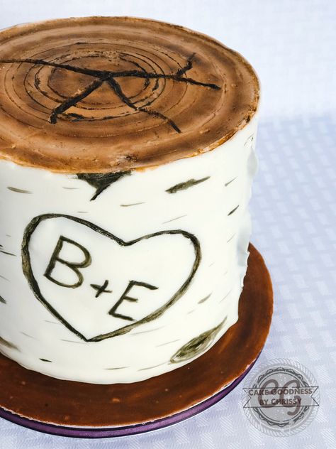 Birch Tree Cupcakes, Birch Bark Cake, 50th Anniversary Cake Ideas, Aspen Tree Wedding, Birch Wedding Cakes, Icing Artist, Bark Cake, Hobbit Cake, Birch Tree Cakes