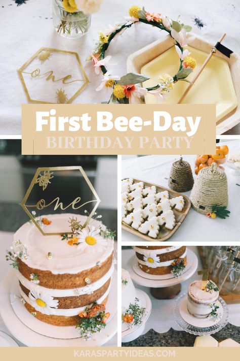 Bee Themed Birthday, Bee Themed Birthday Party, Baby First Birthday Themes, 1st Birthday Party For Girls, Bee Birthday Party, Bee Day, Twins 1st Birthdays, One Year Birthday, 1st Birthday Themes