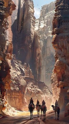 Desert Canyon Concept Art, Desert Ruins Fantasy Art, Winter In The Desert, Desert Nomad Aesthetic, Caravan Concept Art, Fantasy Desert Kingdom, Desert Fantasy Aesthetic, Canyon Concept Art, Desert Kingdom Fantasy Art