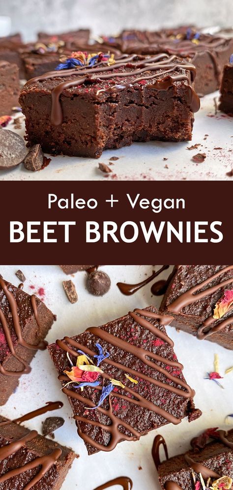 These easy beet brownies are super fudgy, grain free, gluten free and paleo friendly. This beetroot brownie recipe is made from cooked beets (can't taste them) and sweetened with dates. It's a dessert the whole family will love! #beetbrownies #beetroot #veganbrownies #paleo Beetroot Brownies Healthy, Beetroot Brownies Recipe, Paleo Beet Recipes, Beet Brownies Healthy, Beetroot Dessert, Beetroot Brownies, Beet Brownies, Cooked Beets, Aip Foods