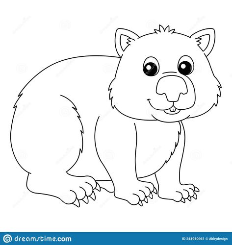 Wombat Illustration Drawings, Wild Animals Outline Pictures, Wombat Cartoon, Australian Animals Colouring Pages, Africa Animals Coloring Pages, Animal Templates, Australia Animals, All About Animals, Cartoon Faces