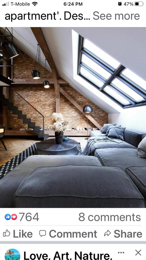 Loft Flat, Attic Makeover, White Wood Floors, Cozy Loft, Attic Apartment, Attic Remodel, Attic Rooms, Loft Design, Loft Conversion