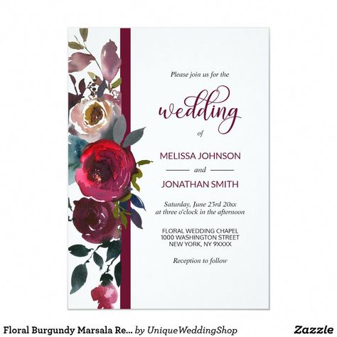 Wedding Invitations Red, Merlot Wine, Purple Table, Purple Wedding Theme, Red Theme, Rose Wedding Invitations, Roses Wedding, Watercolor Floral Wedding Invitations, Purple Themes