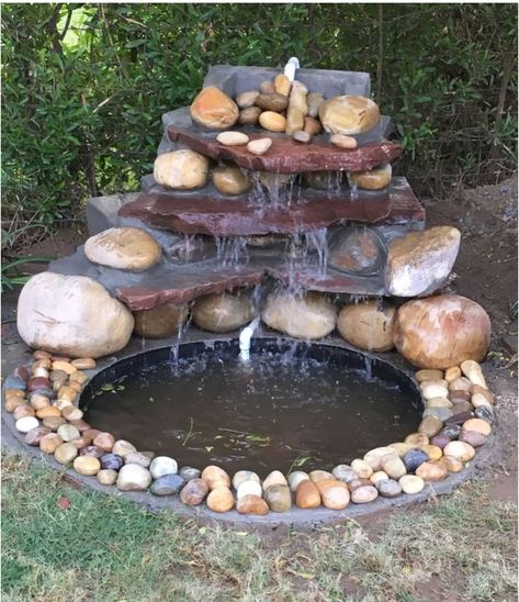 Garden Fountains Outdoor, Backyard Water Fountains, Diy Ponds Backyard, Waterfall Ideas, Amazing Waterfall, Garden Pond Design, Diy Pond, Fountains Backyard, Diy Garden Fountains