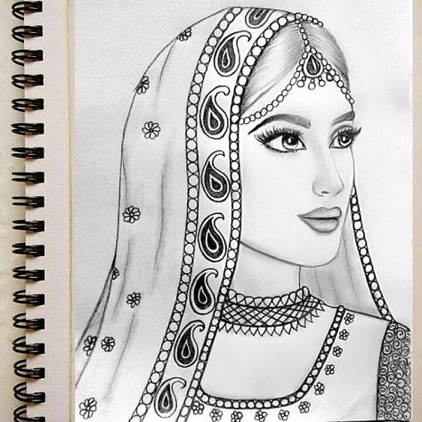 Ladies Face Drawing, Thambur Stitch Designs In Aari Project, Dulhan Drawing, Aari Drawing, Women Outline, Outline Pictures, Pencil Sketches Easy, Pencil Drawing Images, Pencil Drawings Of Girls