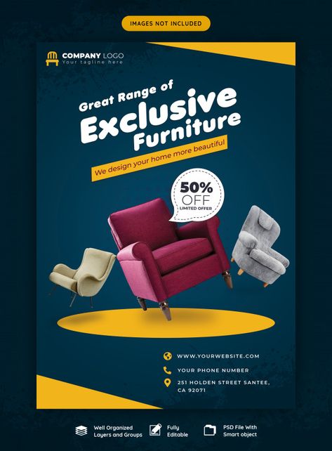 Furniture sale flyer template | Premium Psd #Freepik #psd #flyer #business #sale #home Furniture Sale Poster Design, Furniture Poster Design Advertising, Furniture Flyer Design, Furniture Poster Design, Furniture Sale Poster, Product Flyer Design, Offer Post Design, For Sale Template, Poster Furniture