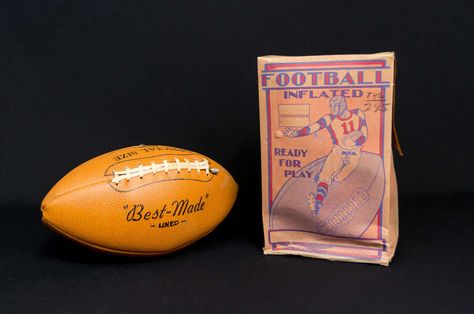 1930's-1940's era Unbranded "Best-Made" Leather Football in Box. 30th Birthday Bash, Football Ball, Season Ticket, Football Memorabilia, Football Equipment, Vintage Football, Vintage Sports, Sports Equipment, 30th Birthday