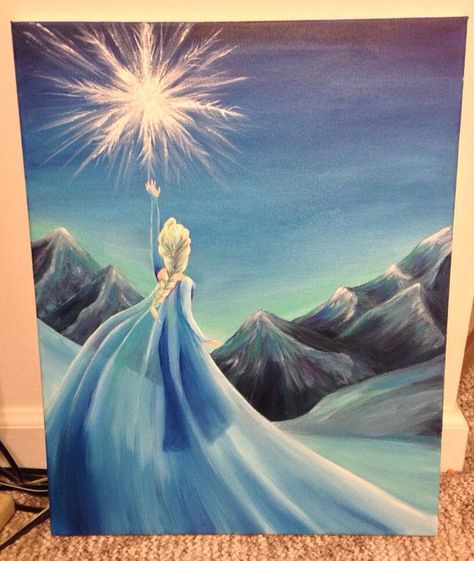 Elsa (Frozen) Disney Canvas Paintings, Frozen Painting, Disney Canvas Art, Disney Canvas, Disney Paintings, Silhouette Canvas, Pinturas Disney, An Architect, Mini Canvas Art