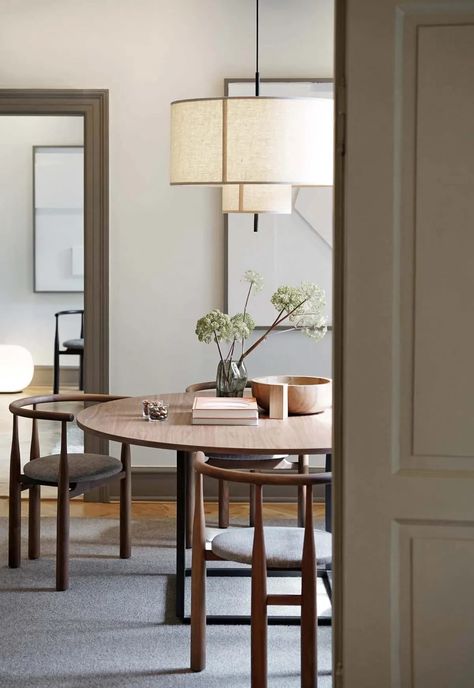 Modern Classic Dining, Beige Dining Room, Classic Dining Room, Dinning Room Design, Dining Room Interiors, Contemporary Dining Room, Lighting Trends, New Works, Dining Room Inspiration