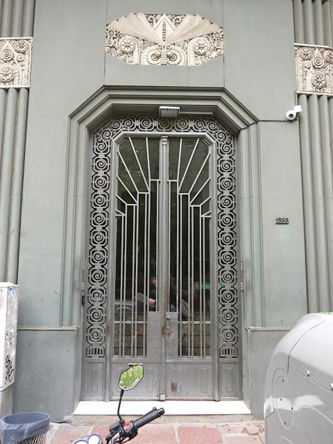 Art Deco Entrance Door, Art Deco Pillar, Art Deco Gate, Art Deco Details, Art Deco Railing, Art Deco Column, Art Deco Mansion, Art Deco Entrance, Art Deco Facade