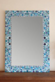 Glitter Tiles, Mosaic Mirror Frame, Rectangular Bathroom Mirror, Colored Mirror, Yellow Bathroom, Mosaic Frame, Mirror Large, Blue Wall Decor, Unique Mirrors