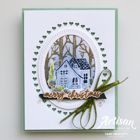 Christmas Frame Ideas, Framed Florets Dies, Christmas Rings, Housewarming Card, Christmas Frame, New Home Cards, Frame Ideas, Stampin Up Christmas Cards, Stampin Up Christmas