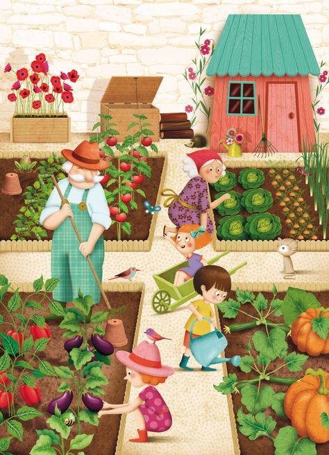 Picture Composition, Garden Illustration, Art Mignon, Magic Garden, Picture Story, Art Et Illustration, Naive Art, Art And Illustration, Illustrations And Posters